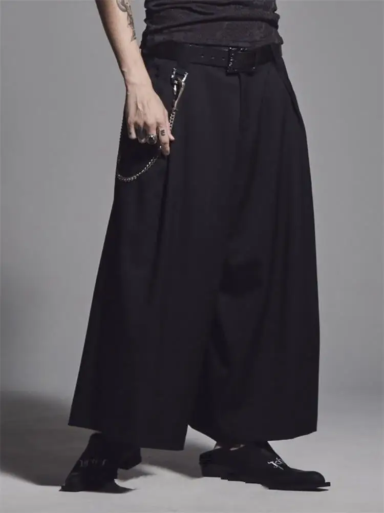 Men's Casual Pants Wide Leg Pants Culottes Spring And Autumn New Black Ultra Loose Anti-Wrinkle Trend Youth Fashion Culottes