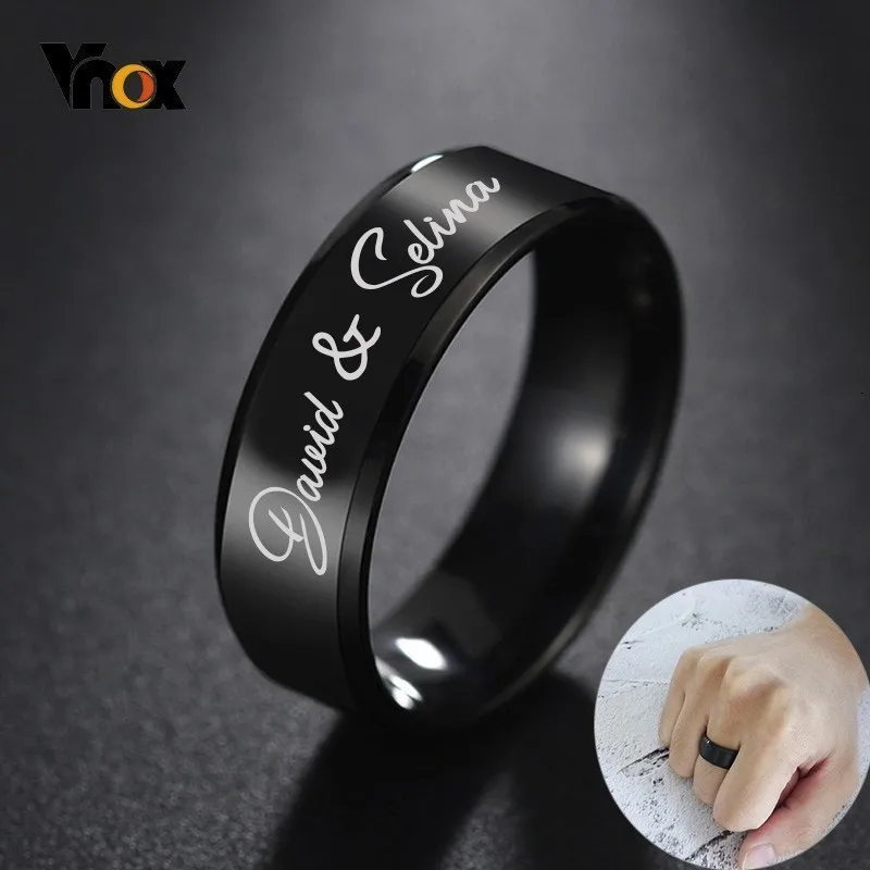 VNOX Personalized Custom 8MM Stainless Steel Plain Wedding Band Ring for Men,Black//Gold Plated//Silver