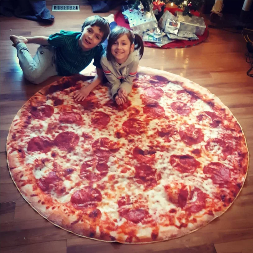 Funny Soft Warm Flannel Tortilla Pizza Blanket Round Shape Donut Airplane Travel Portable