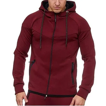 

2020 EU Size Men's Slim Movement Cardigan Solid Color Sweater Fashion Leisure Upper Outerwear Workout Sweater