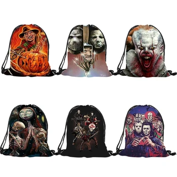 

Horrorible Killers Backpack Horror Movie Character Printed Teenager Boys Girls String Bag Children School Student Book Package