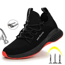 Защитная обувь со стальным носком Мужская и женская летняя Рабочая обувь с дышащей сеткой уличная износостойкая Нескользящая Строительная обувь