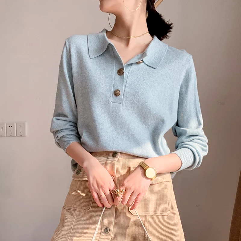 BELIARST-suéter de cuello PoLo de Cachemira para mujer, jersey básico corto holgado con cuello de pico, talla grande, envío gratis