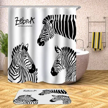 

Zebra Shower Curtain Pinto Print Waterproof Bath Curtains for Bathroom Bathtub Bathing Cover Extra Large Wide 12pcs Hooks