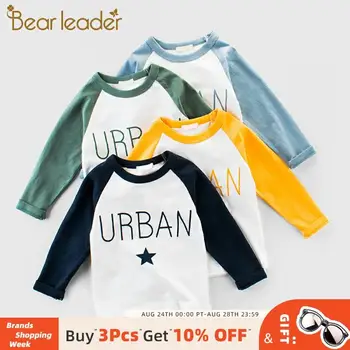 

Bear Leader 2-7 Years Children Long Sleeve Pure Cotton Tops Autumn Casual Letter Pattern Underwear Boy Patchwork Fashion T-Shirt