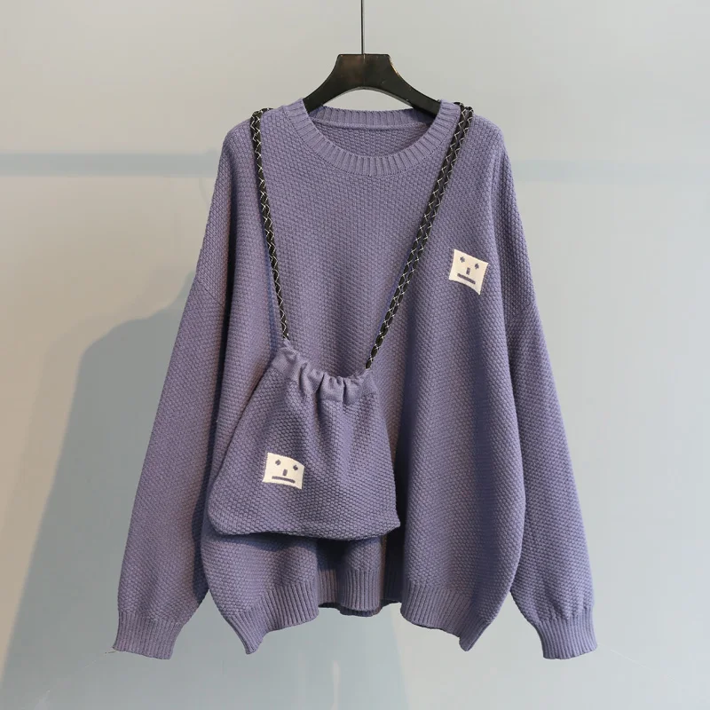 Neploe Pull Femme, женский осенне-зимний свитер, мультяшный Забавный вязаный джемпер с сумкой,, корейский Повседневный вязаный пуловер, топы 55519 - Цвет: blue