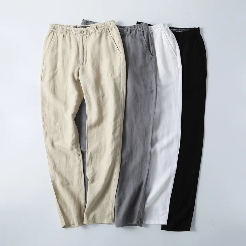 

Summer New Linen Pants Men's Large Size Loose Casual Pants Youth Breathable Thin Straight Trousers Cotton Linen Pants Fashion