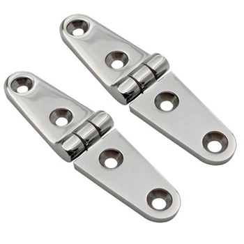 

2Pcs Stainless Steel 316 Marine Boat Strap Hinges WIth 4 Holes Heavy Duty Mirror Polish Door Strap Hinge Accessories