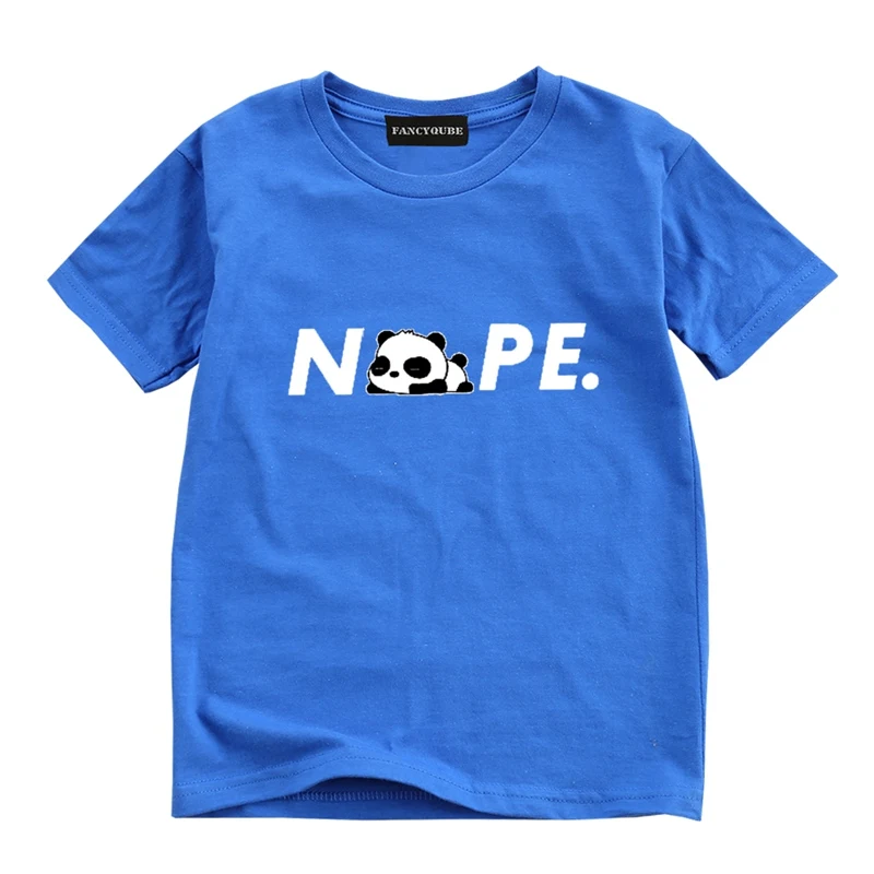 K2138BL Новая Милая футболка с принтом панды, Детская летняя футболка с круглым вырезом и короткими рукавами, топы, повседневные футболки - Цвет: K2138BL
