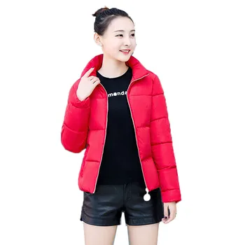 

Women's Cotton Coat Winter Jackets Short Stand-Up Collar Basic Large Size Down Cotton Coat Women's Solid Color Coat Overcoat