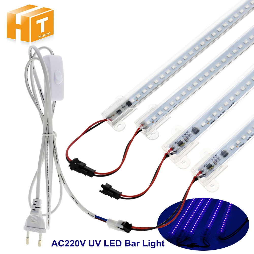 Светодиодная уф трубка AC220V 395 400nm УФ SMD5730 72 светодиодов 50 см Ультрафиолетовый