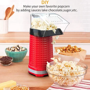 

Air Popper Popcorn Maker Electric Hot Air Popcorn Popper Maker for Home Healthy Hot Air Swirling Popcorn Popper EU Plug