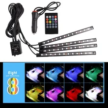 

LED Car Foot Light Ambient Lamp Remote/Music/Voice Control Interior Floor Foot Decoration Light Cigarette LED Atmosphere RGB