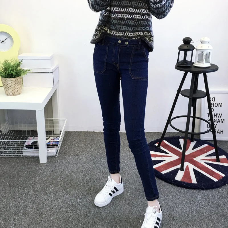 AliExpress, для фотосессии, корейский стиль, универсальные, эластичные, стирающиеся, черные и белые, с рисунком, обтягивающие джинсы, женские штаны