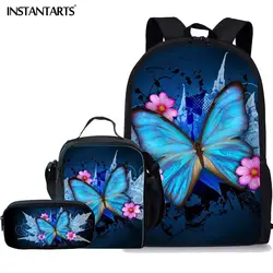 INSTANTARTS 3D красочная напечатанная книга бабочки сумки милые животные путешествия подростковый рюкзак для девочек школьная сумка начальной