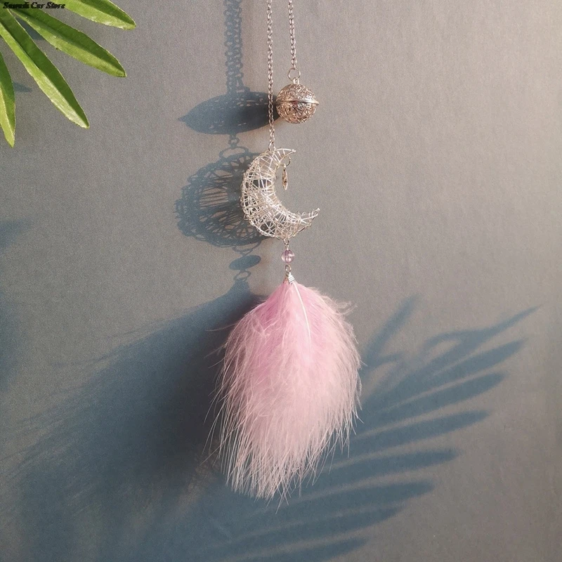 Car Dream Catcher Feather Pendants White Pink Fluffy Feather Soft Hanging Ornament Auto Home Wall Pendant Decoration Gifts New