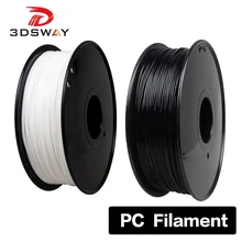 3dsway-filamento de policarbonato para impresora 3D, consumibles de dureza, Material transparente blanco y negro, multicolor, 1,75mm, 1kg