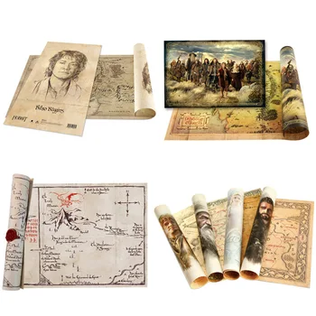 

Hobbit Poster Middle-earth Sauron treasure Maps Lord of the Rings Map Cosplay Fans Gift Collection Props