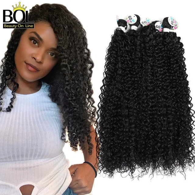 BOL Synthetic Hair Weave Jerry Curly Hair Bundles 3/6/9pcs/Lot Natural Black Soft Long Hair Extensions for Women Daily Use 1