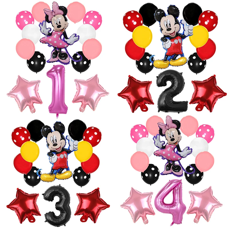 Globos De Mickey Y Minnie Mouse Decoracion Para Fiesta De Cumpleanos Baby Shower 32 Pulgadas Globos Con Numero Globos De Lunares Globos Y Accesorios Aliexpress