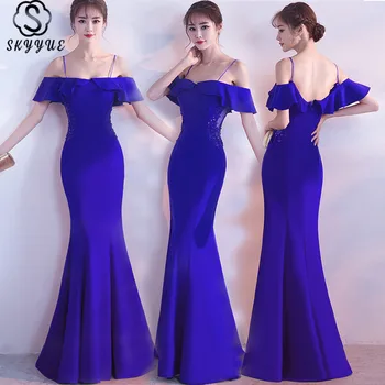 

Skyyue Evening Dress Evening Dresses 2019 New Boat Neck Short Sleeve Off The Shoulder Mermaid Robe De Soiree Formal Gowns C073