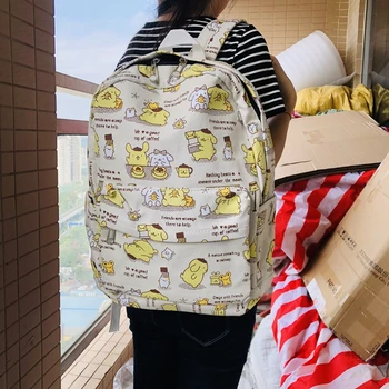 

LISM Pompom purin anime Canvas Backpacks Rucksacks Cartoon School Backpack Casual student Bags travel Knapsack Unisex New