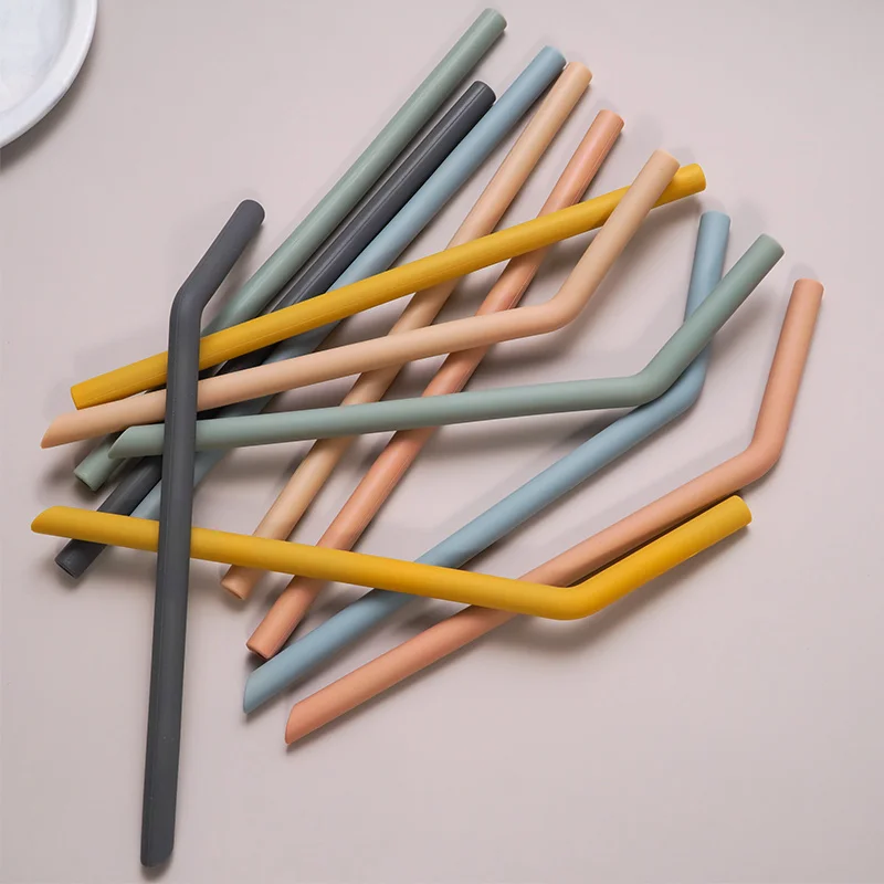 1 Pcs Foldable Reusable Food Grade Silicone Straws Flexible Bent Straight Drinking Straws For Cup Baby Accessories 4