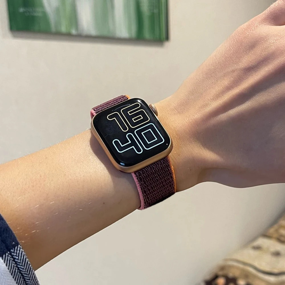 Nylon Strap for Apple watch series 7 band 41mm 44mm 40mm 42mm 38mm smartwatch wristband belt sport loop bracelets iWatch 3456 se
