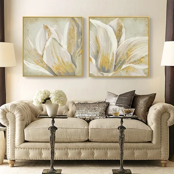 

Azalea Flowers hand-painted Oil Painting Gold Leaf Backdrop Restaurant Entrance Corridor Decorative Painting Bedroom Modern Mini