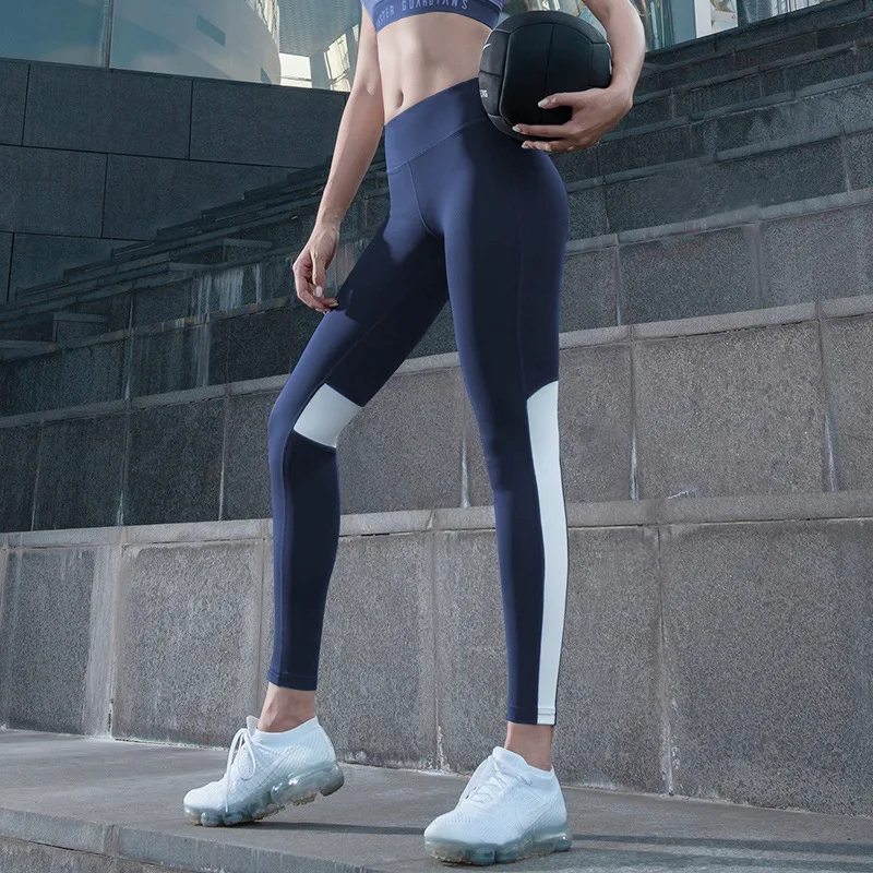 

Contrast Color Joint jian shen ku Female High-waisted Peach Hip Quick-Drying Yoga Leggings Outer Wear Thin Sports Jogging Pants