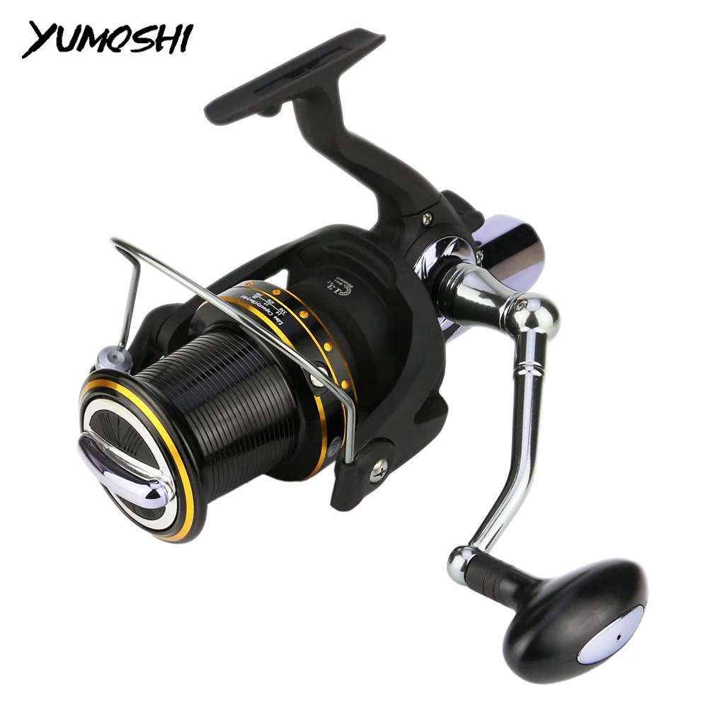 YUMOSHI Metal Spool Spinning Reels Saltwater Carp Fishing Reel 13+1BB 4.1:1 Coil Accessories Sea Stainless Steel Handle | Спорт и
