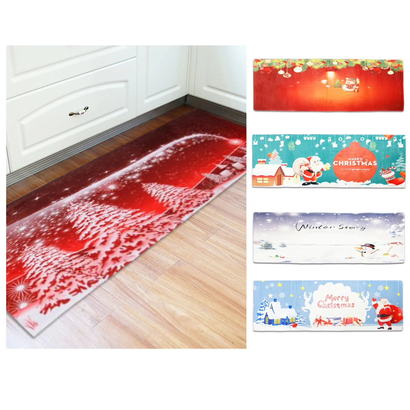 Ouneed напольные коврики 60x180 см с Рождеством, напольные входные двери, коврики для ванной комнаты, домашние коврики для ванной, вечерние коврики, Рождественский Декор#45