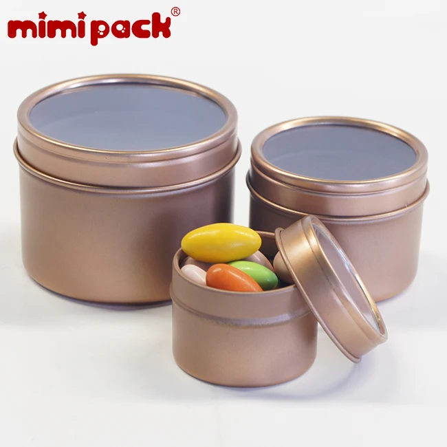 Pack of 24 Reusable Round Metal Food Storage Containers mimipack Tinplate Canister Tin Boxes with Clear Lid for Gifts