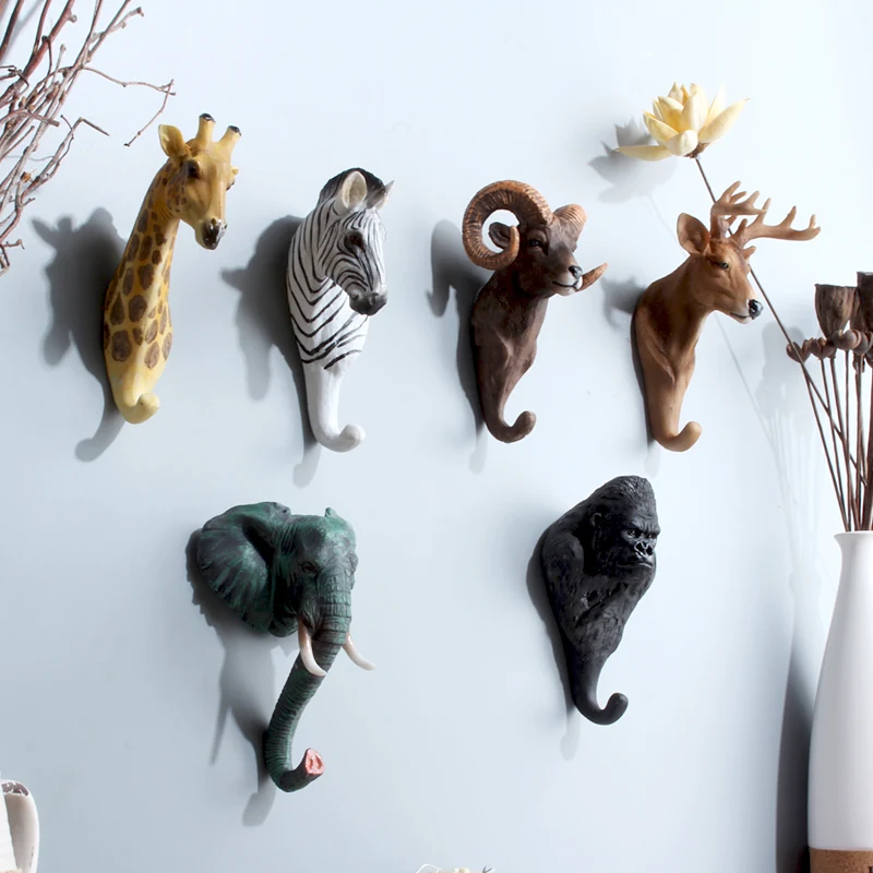 DUNXDECO-cintre moderne pour la mode  Style Animal, éléphant, cerf, zèbre,  résine de gorille, cadeau de décoration murale 1 pièce