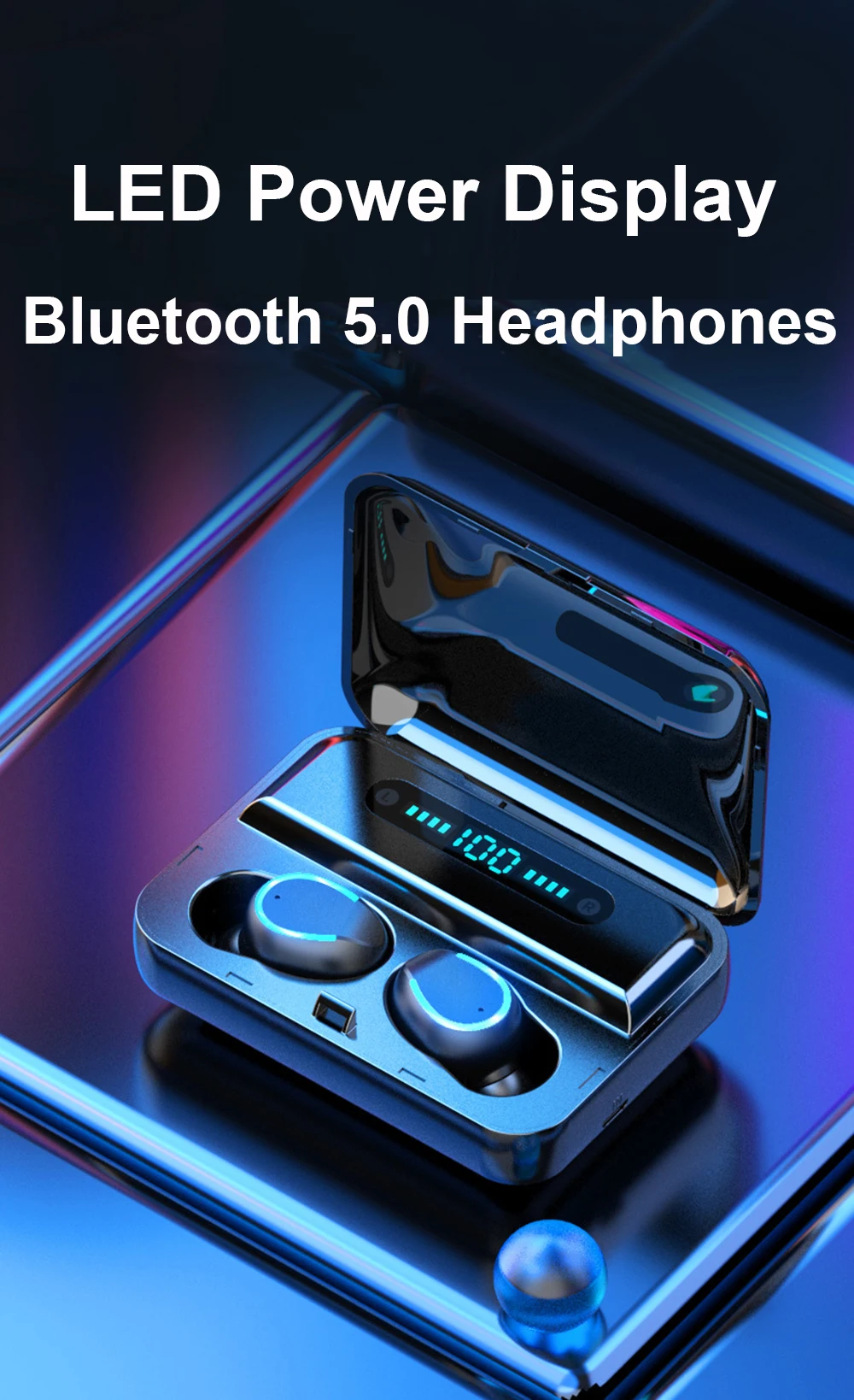 TWS 5,0, Bluetooth наушники, водонепроницаемые спортивные наушники, свободные руки, беспроводные наушники с внешним аккумулятором, Bluetooth наушники для iPhone