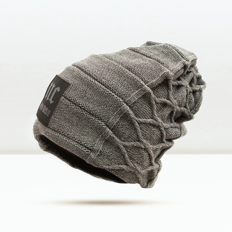 A Gray Стильные шапочки Skullies, зимняя мужская шапка, Толстая теплая зимняя мужская шапка, толстая шапка s Beanies, Зимняя мужская шапка toucas gorros - Цвет: A Gray
