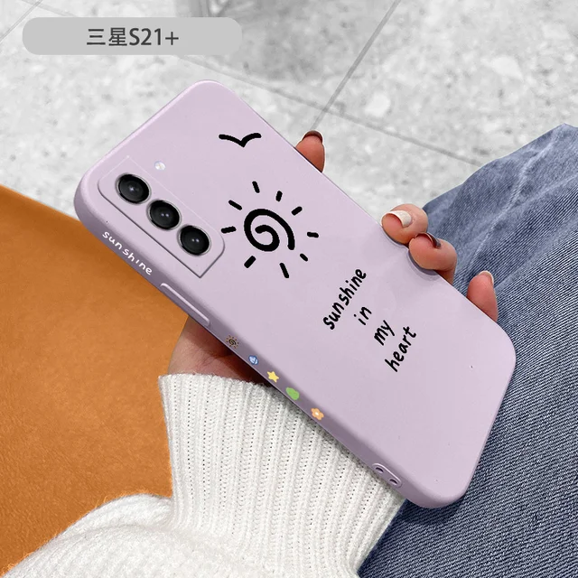 Wild Goose Liquid Silicone Case For Samsung Galaxy S21 S20 S10 Note 20 10 Camera Protective Soft Phone Back Cover On A72 A52 A42 Grass Purple