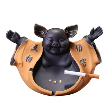 

Creative Personality Ceramic Pig Ashtray Decoration Living Room Home Chinese Trend Multi-functional Soft Decorations M2540