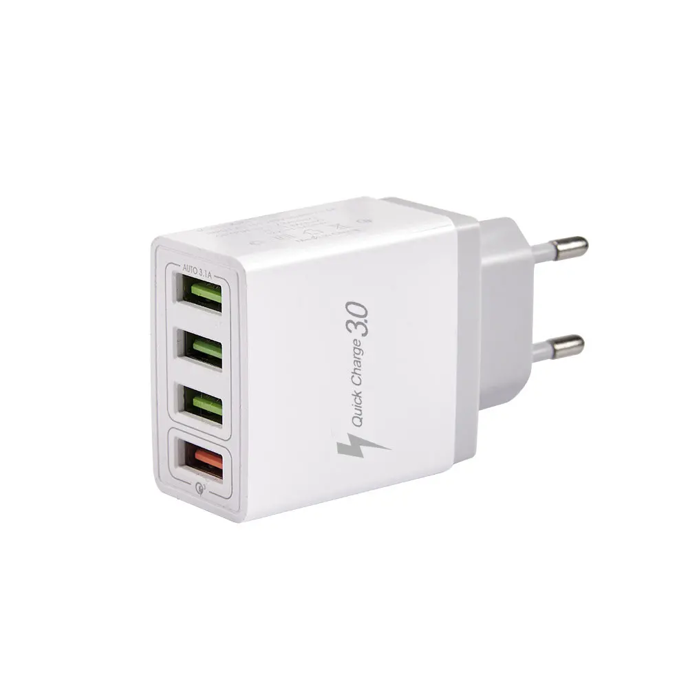 Быстрое зарядное устройство, 4 USB, зарядное устройство для телефона, быстрая зарядка QC3.0, 5 В/2,4 А, штепсельная вилка EU/US/UK, дорожное настенное зарядное устройство, адаптер для iPhone 11, samsung