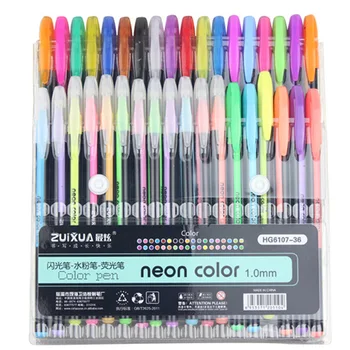 

12 36 48 color Gel Pen Set Refills Metallic Pastel Neon Glitter Sketch Drawing Color Pen School Stationery Marker for Kids Gifts