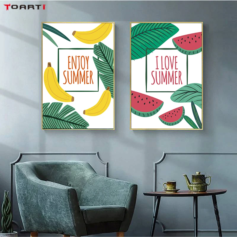 Modern Summer Quote Prints Posters Fruits Watermelon Canvas Painting Flamingo Art Pictures For Living Room Bedroom Home Decor (3)