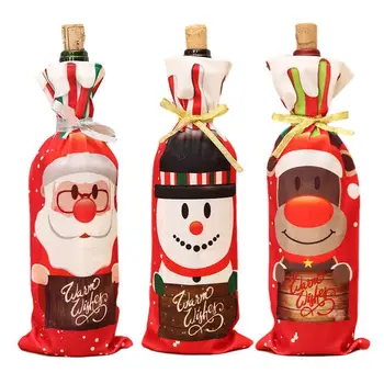 

Santa Claus Christmas Wine Bottle Cover Merry Christmas 2020 Ornaments Year Navidad Xmas For Home 2021 New Gifts Decor F6L8