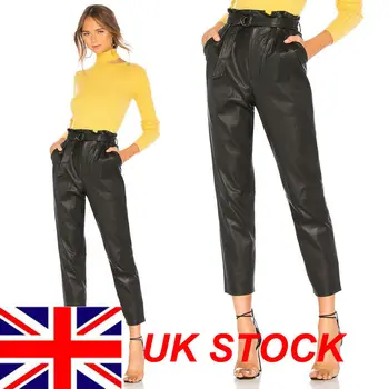 

Fashion Pants Women Black PU Leather Pants High Waist Pencil Trousers Skinny Pantalon Femme Streetwear 2019 Autumn New