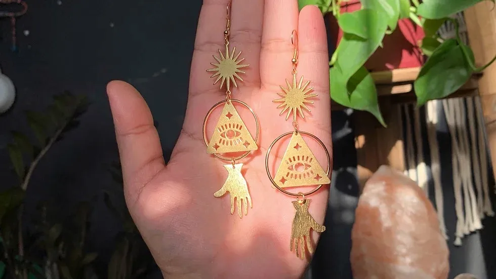 Треугольные серьги глаз Провидения третий Horus Boho готика оккульт эзотерика