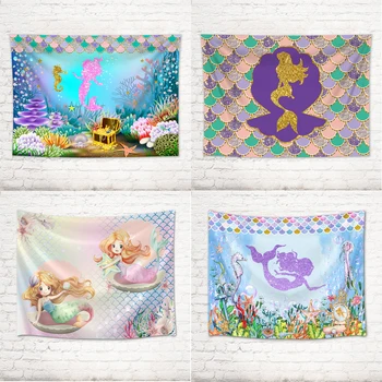 

Mermaid Tapestry Marine Theme Wall Hanging Room Carpet Colored Fish Scales Tapestries Cloth Decor Home Decoration Accessories