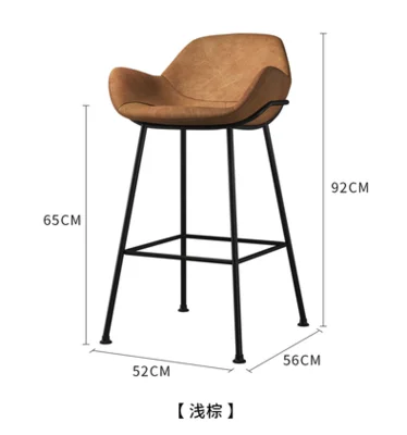Железный барный стул, современный минималистичный стул с высокой спинкой, домашний высокий барный стул, Скандинавское кресло с передней стойкой - Цвет: SH65CM light brown