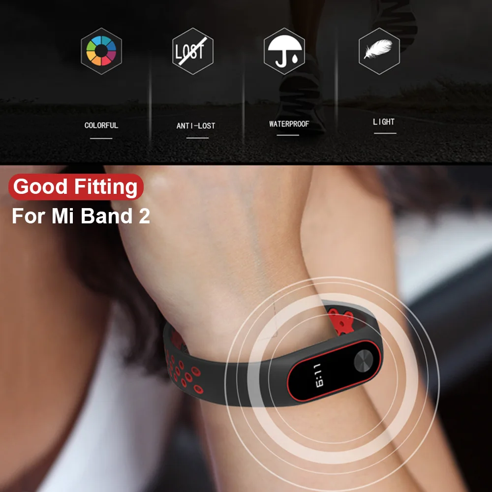 Ремешок для Mi Band 2 силиконовый спортивный браслет смарт часов Xiaomi mi band