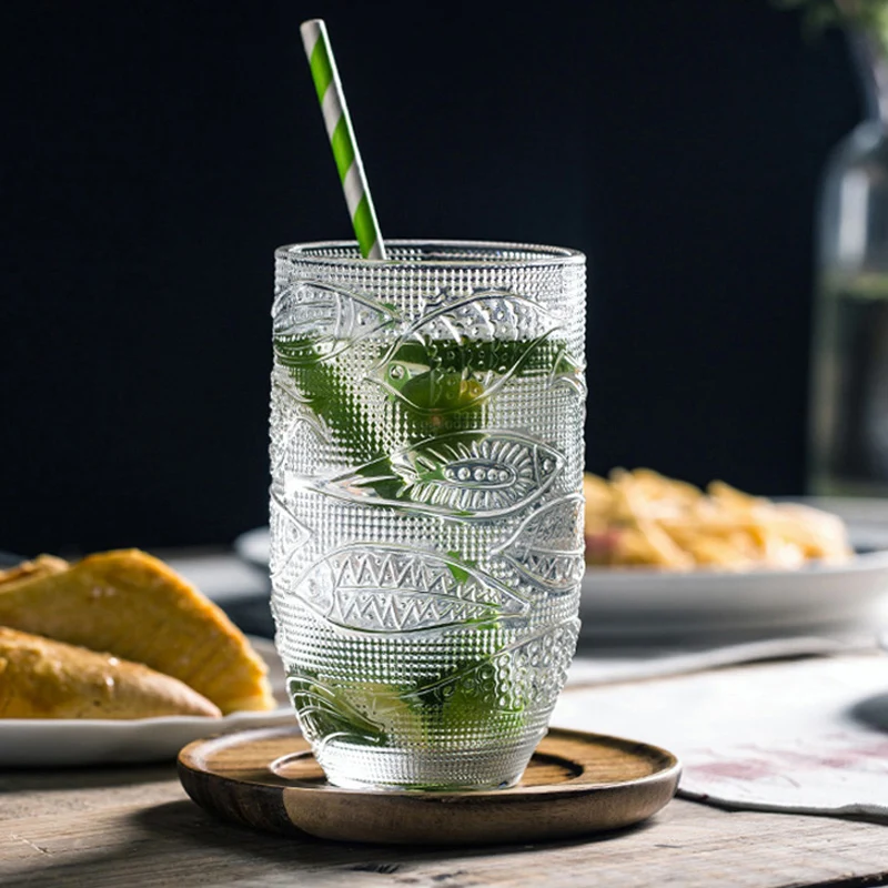 Стакан стеклянный прозрачный в винтажном стиле элегантный стакан барокко