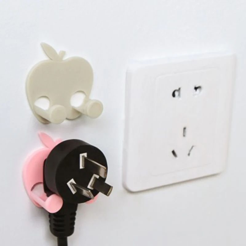 

Creative Apple Shaped Adhesive Hook Electrical Plug Power Cord Hook Storage Rack Multifunctional Hook (5 Pack)