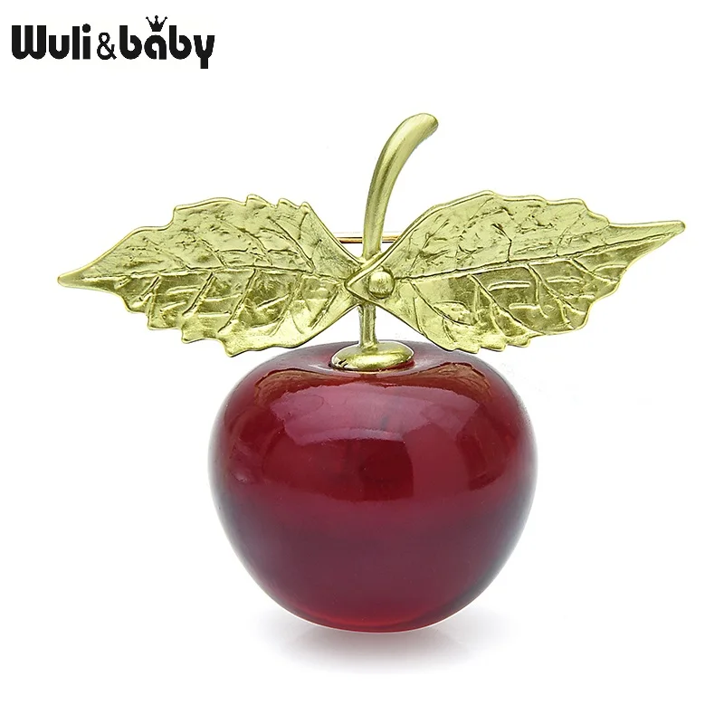 Wuli & baby новые эмалевые броши в виде вишни для женщин 3 цвета искусственная